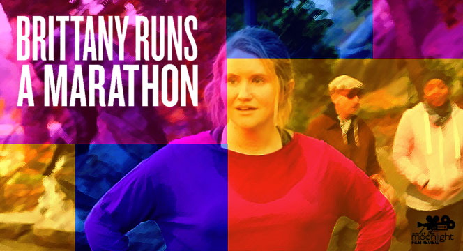 Brittany smiles exhausted after a run.