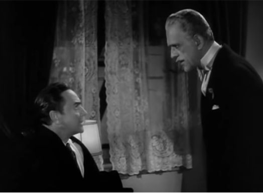 Screenshot from Black Friday (1940) with Boris Karloff and Stanley Ridges.