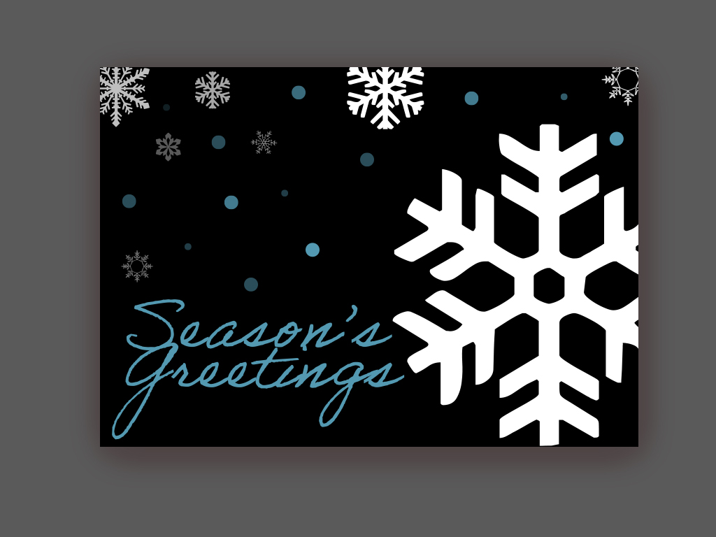 Custom Christmas Five: Night sky with falling snowflakes.